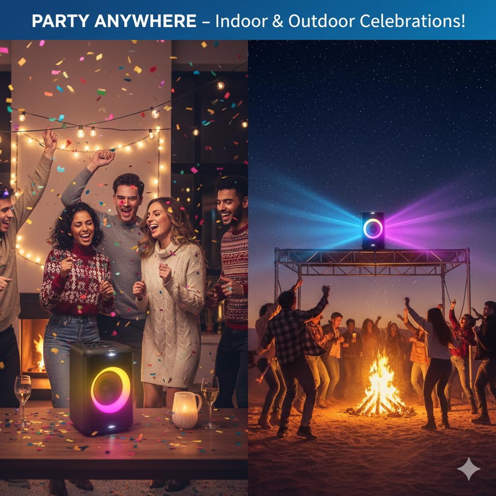 Philips X5206 Bluetooth Party Speaker - 14 Hours Play Time, Deep Bass, Party Lights, Karaoke Effects, Mic & Guitar Input, 80W Max Power, Black - Flex Gamingproduct_type