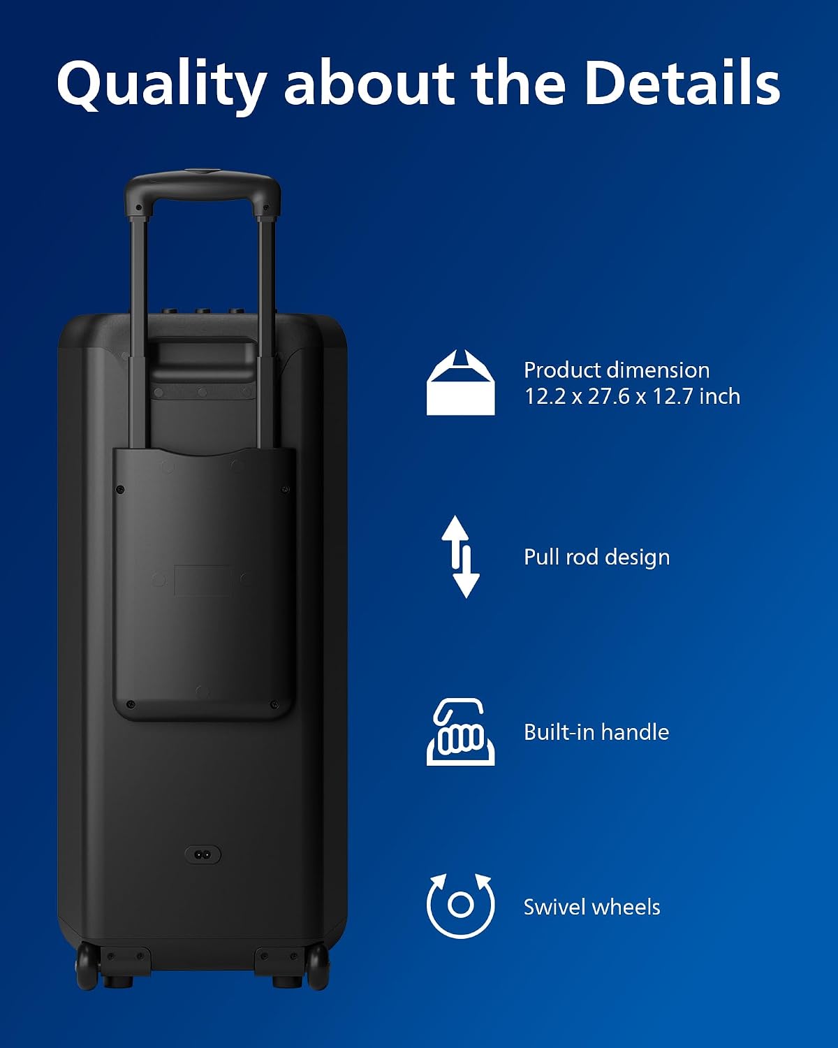 Philips X5206 Bluetooth Party Speaker - 14 Hours Play Time, Deep Bass, Party Lights, Karaoke Effects, Mic & Guitar Input, 80W Max Power, Black - Flex Gamingproduct_type
