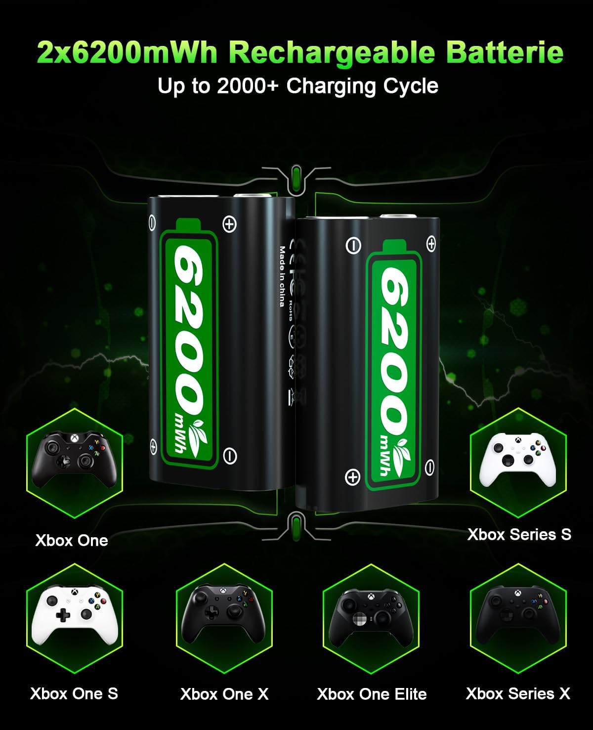 Ponkor Xbox Controller Battery Kit – 2 Rechargeable Packs & Charging Dock - Flex Gamingproduct_type#