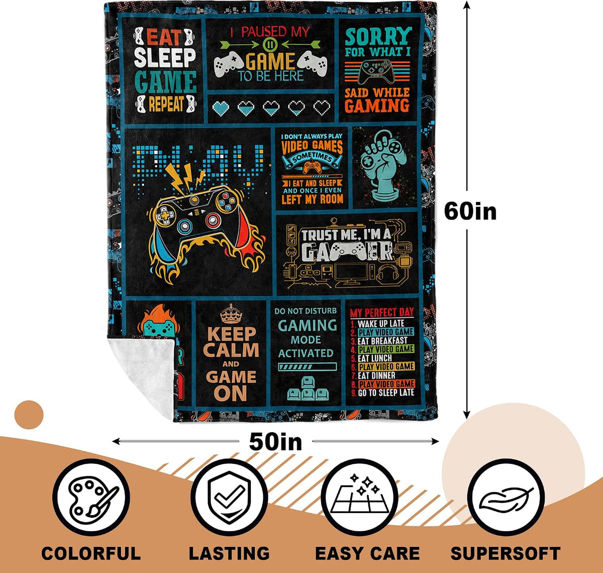 Punofell Gaming Throw Blanket – Soft Polyester, 50" x 60" - Flex Gamingproduct_type