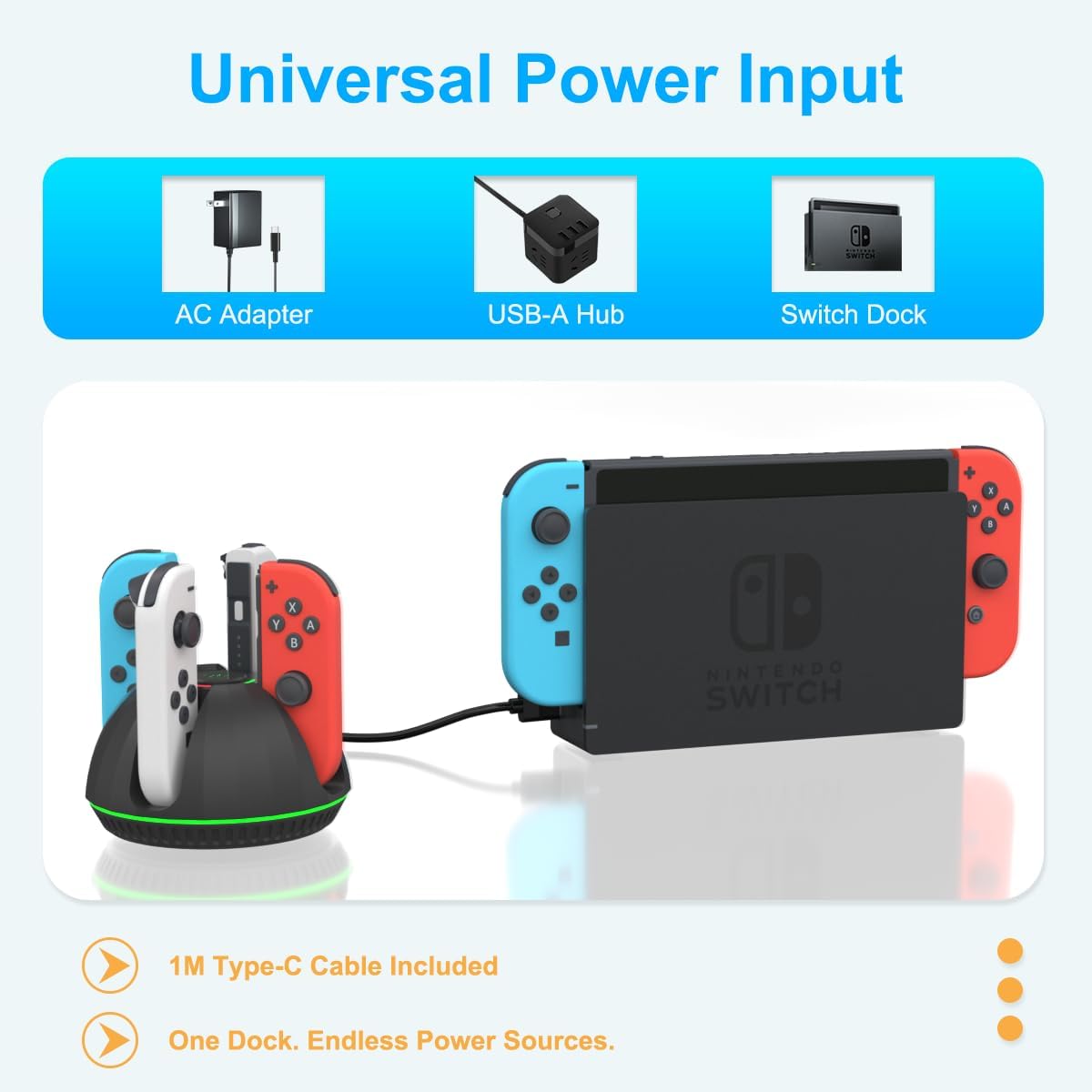 PURBHE 4-in-1 Nintendo Switch Joy-Con Charging Dock – 3 Cable Lengths - Flex Gamingproduct_type