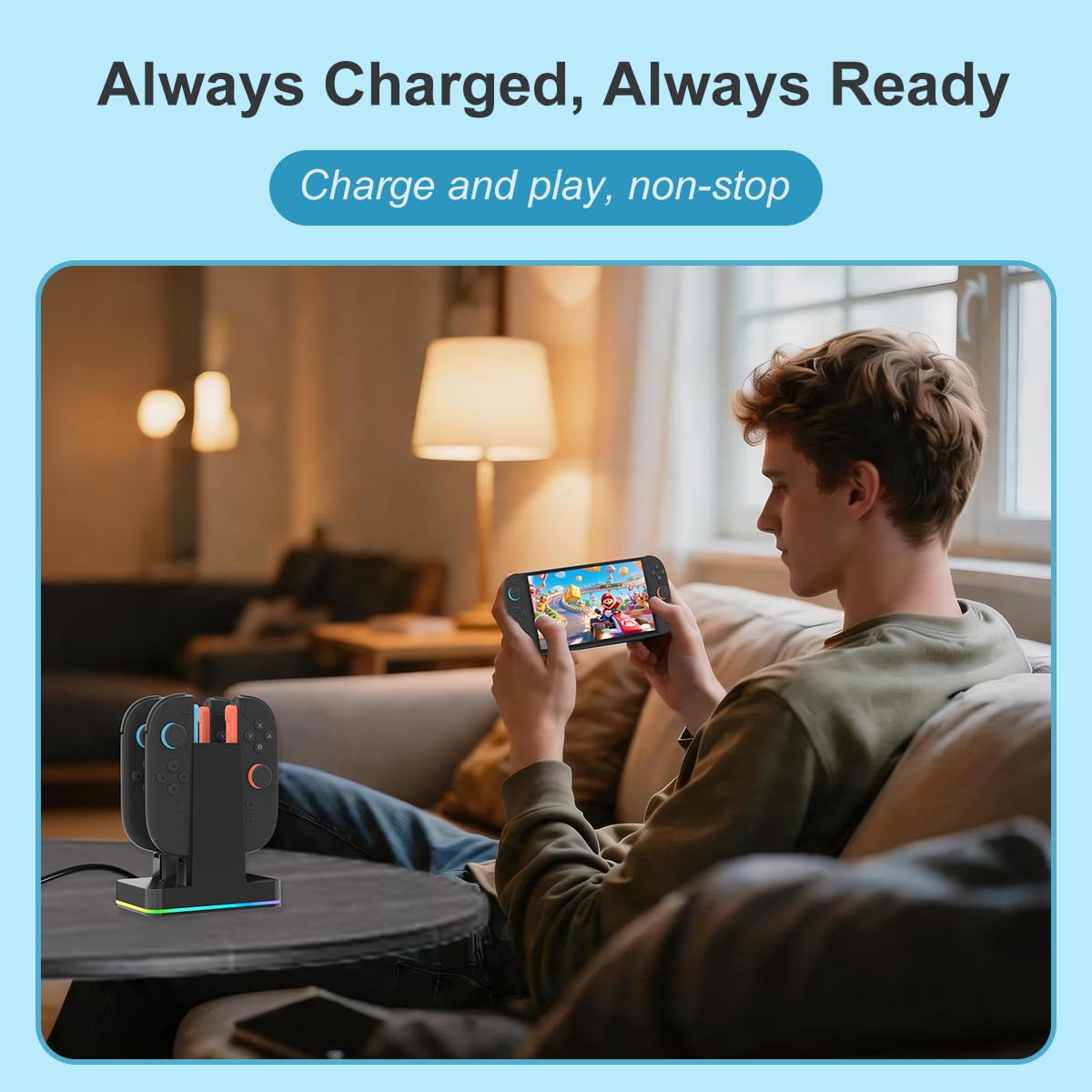PURBHE 4-in-1 Nintendo Switch Joy-Con Charging Dock – 3 Cable Lengths - Flex Gamingproduct_type