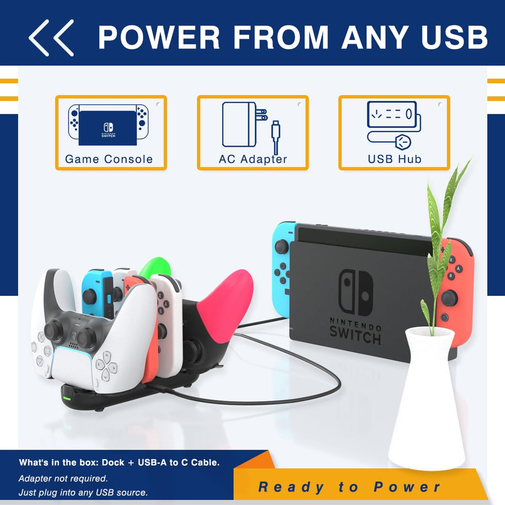 PURBHE 4-in-1 Nintendo Switch Joy-Con Charging Dock – 3 Cable Lengths - Flex Gamingproduct_type