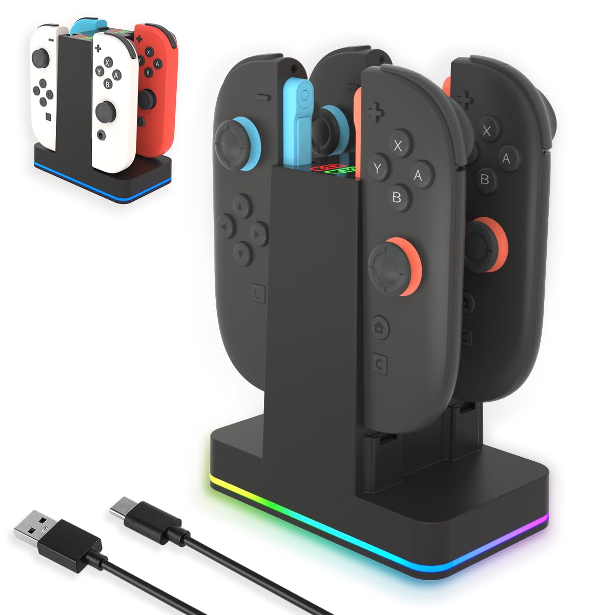 PURBHE 4-in-1 Nintendo Switch Joy-Con Charging Dock – 3 Cable Lengths - Flex Gamingproduct_type