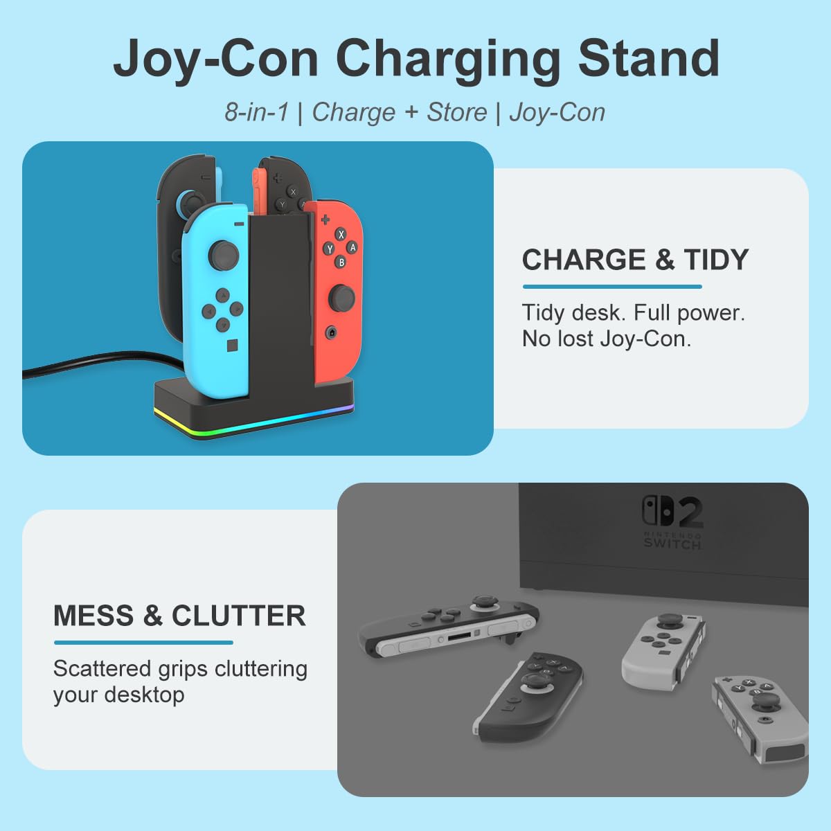PURBHE 4-in-1 Nintendo Switch Joy-Con Charging Dock – 3 Cable Lengths - Flex Gamingproduct_type