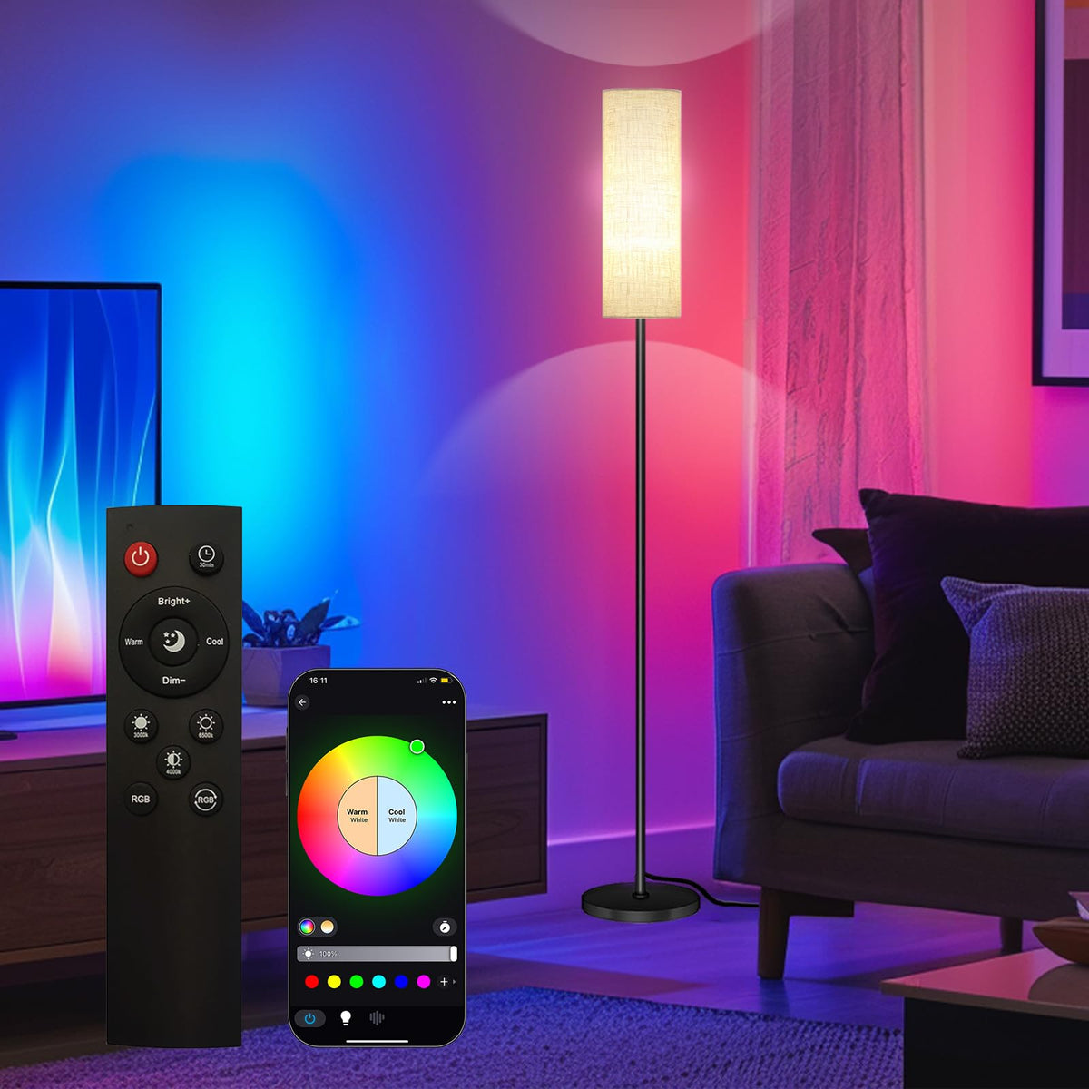 Qaubauyt Smart LED Floor Lamp, RGB Dimmable, App & Remote – 7 Colors - Flex Gamingproduct_type