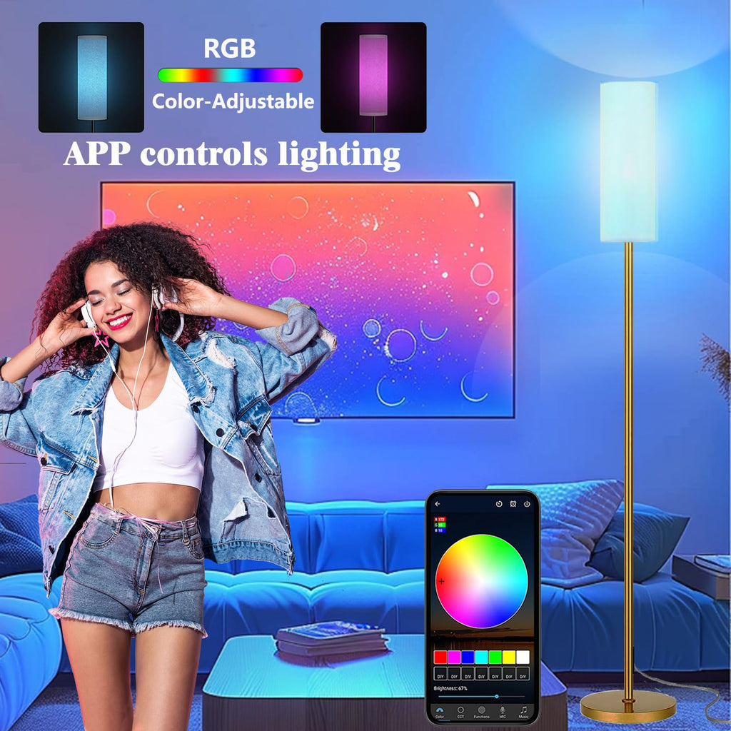 Qaubauyt Smart LED Floor Lamp, RGB Dimmable, App & Remote – 7 Colors - Flex Gamingproduct_type