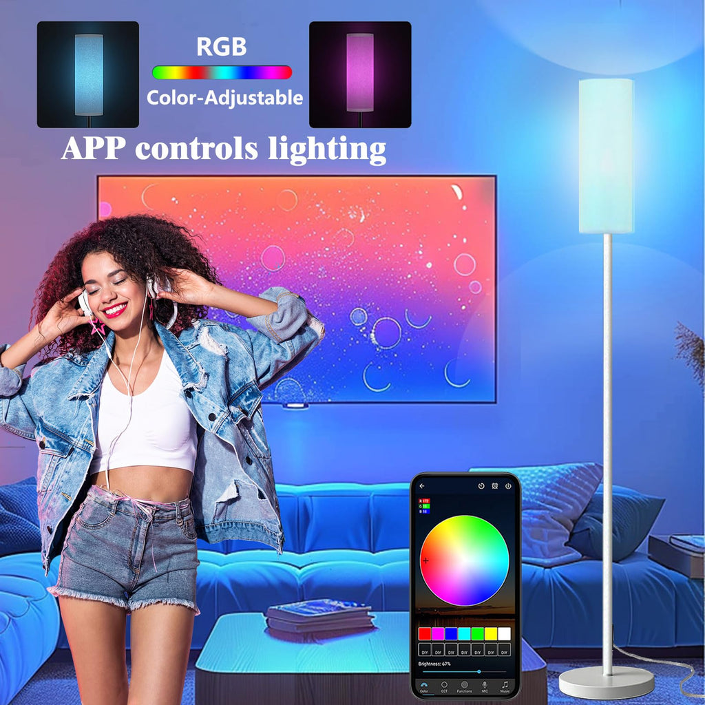 Qaubauyt Smart LED Floor Lamp, RGB Dimmable, App & Remote – 7 Colors - Flex Gamingproduct_type