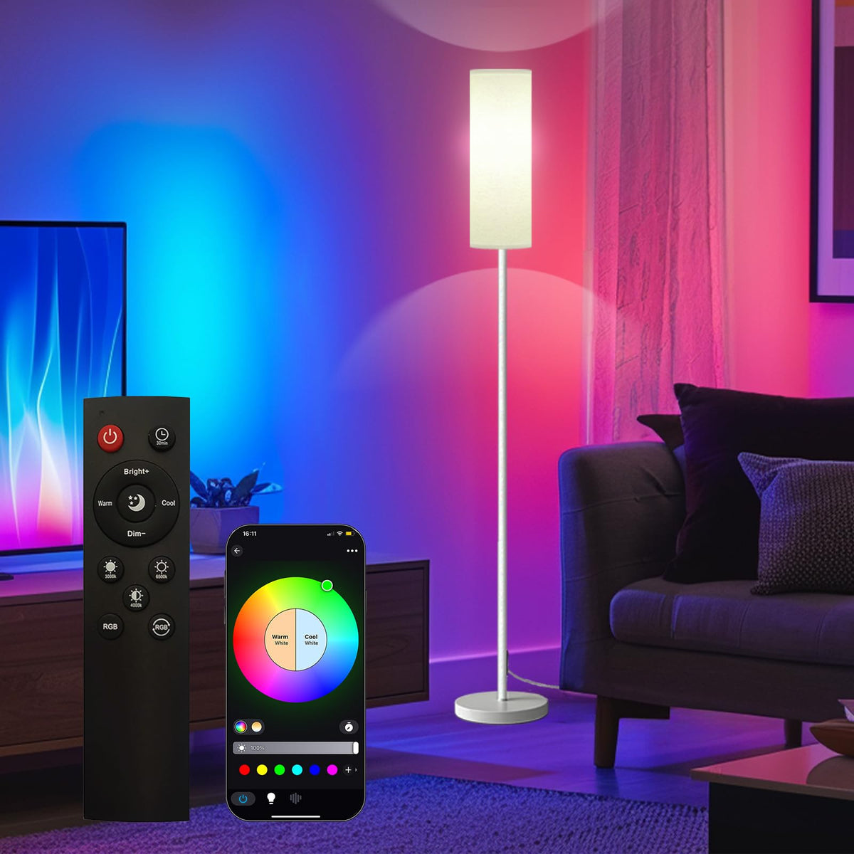 Qaubauyt Smart LED Floor Lamp, RGB Dimmable, App & Remote – 7 Colors - Flex Gamingproduct_type