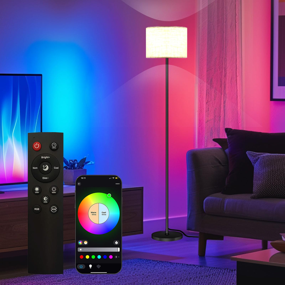 Qaubauyt Smart LED Floor Lamp, RGB Dimmable, App & Remote – 7 Colors - Flex Gamingproduct_type