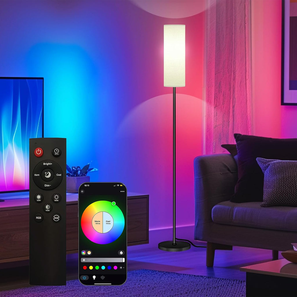 Qaubauyt Smart LED Floor Lamp, RGB Dimmable, App & Remote – 7 Colors - Flex Gamingproduct_type