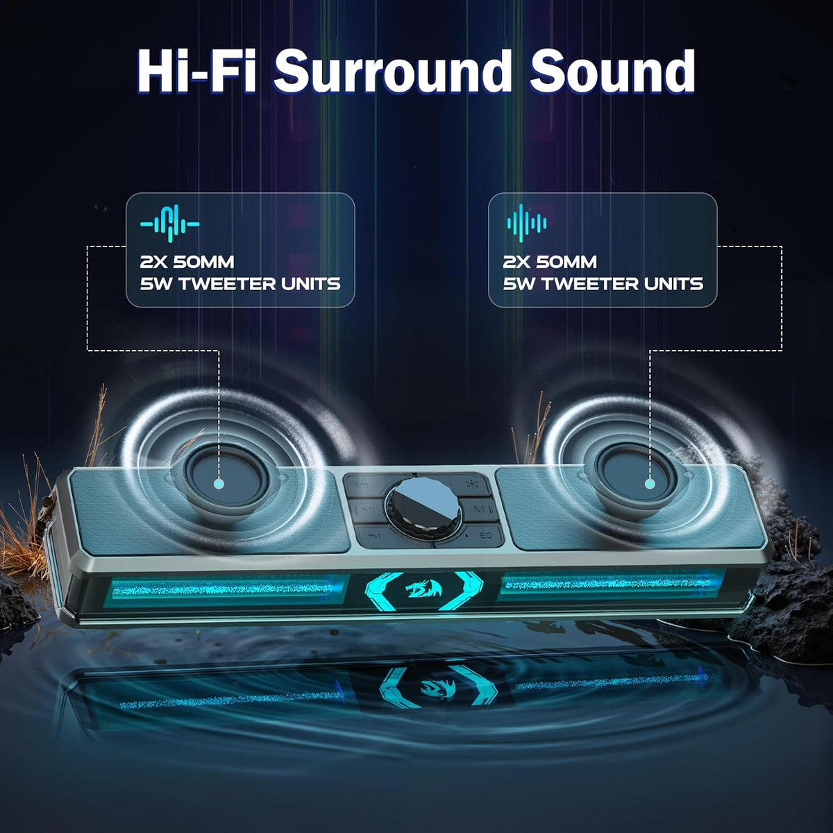 Redragon GS524 Stereo Desktop Soundbar with Bluetooth & RGB - Flex Gamingproduct_type