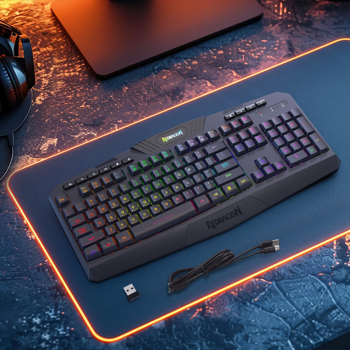 Redragon K521 Gaming Keyboard 104 Keys RGB LED – 7 Colors - Flex Gamingproduct_type