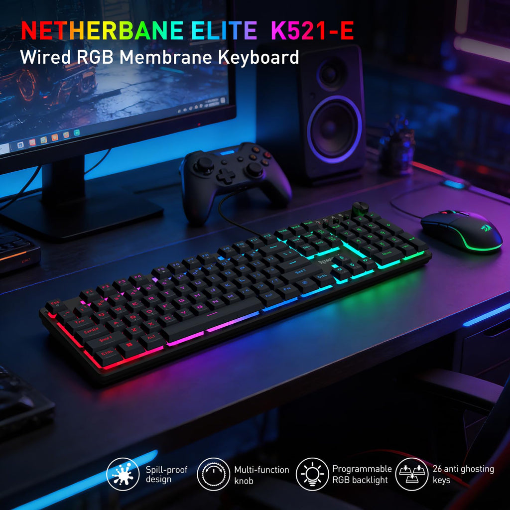 Redragon K521 Gaming Keyboard 104 Keys RGB LED – 7 Colors - Flex Gamingproduct_type