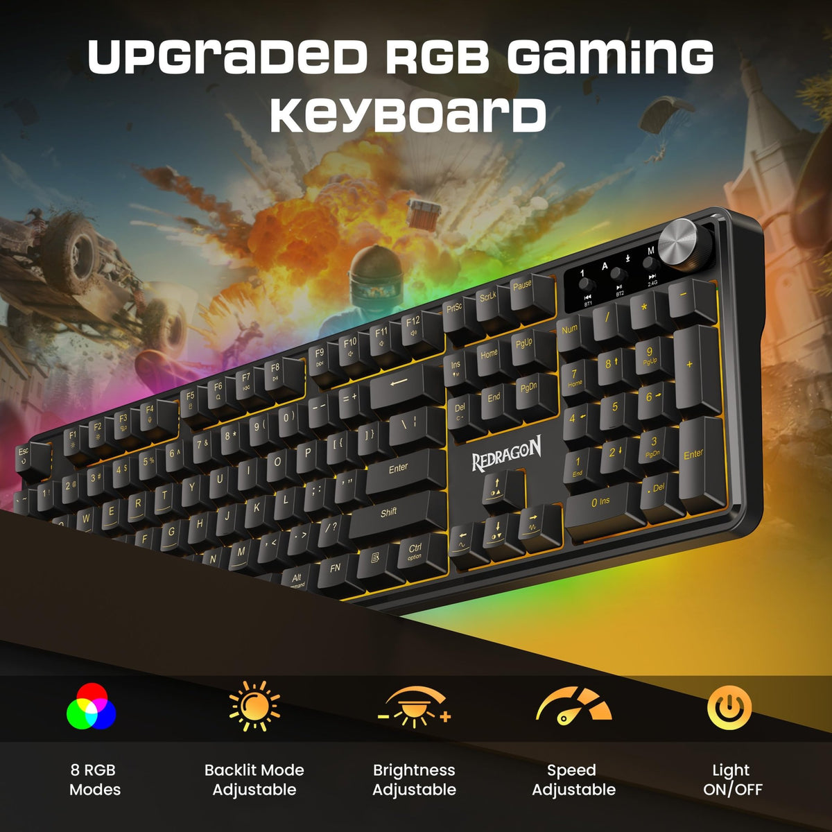 Redragon K521 Gaming Keyboard 104 Keys RGB LED – 7 Colors - Flex Gamingproduct_type