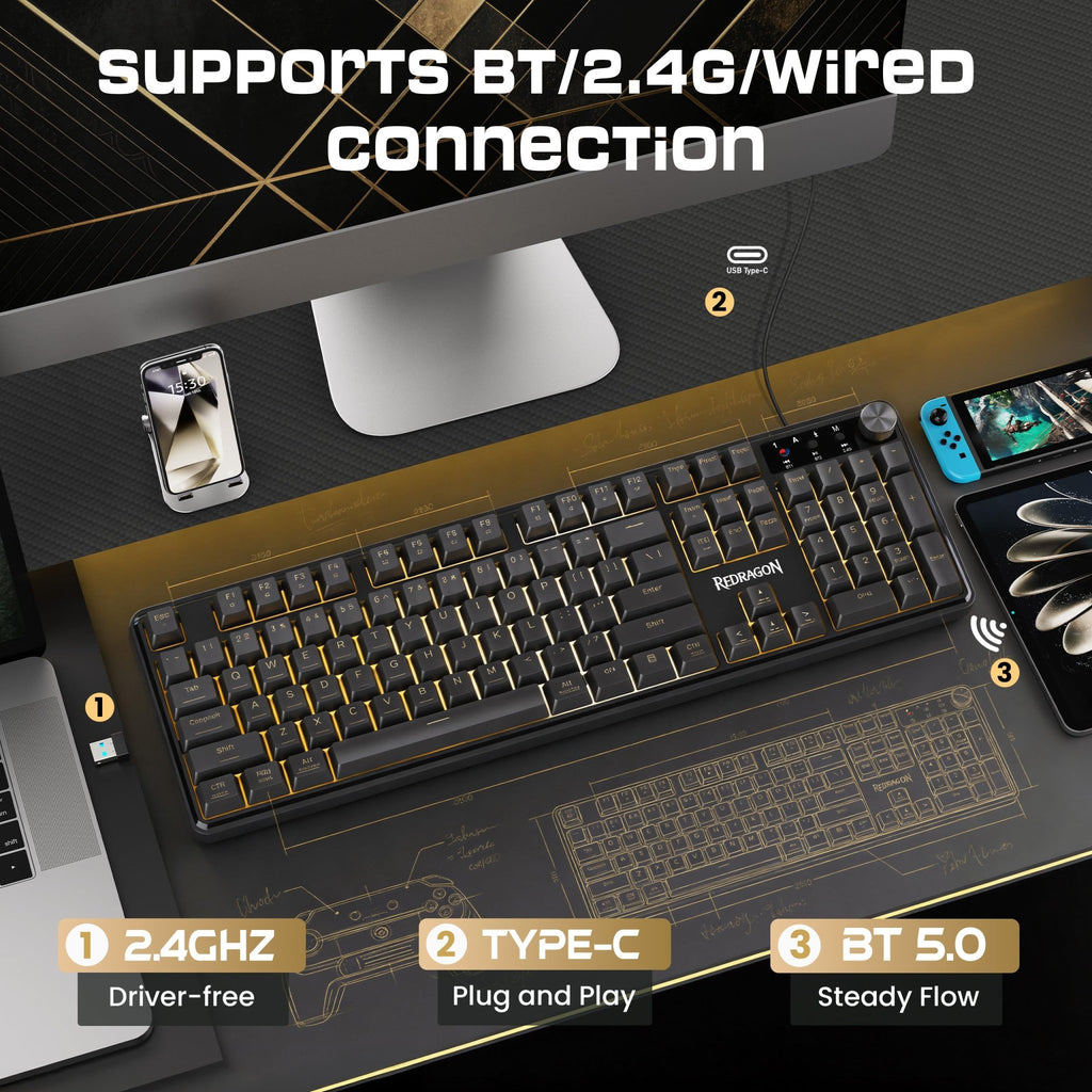 Redragon K521 Gaming Keyboard 104 Keys RGB LED – 7 Colors - Flex Gamingproduct_type