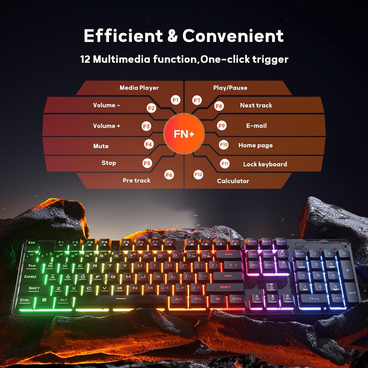 Redragon K521 Gaming Keyboard 104 Keys RGB LED – 7 Colors - Flex Gamingproduct_type