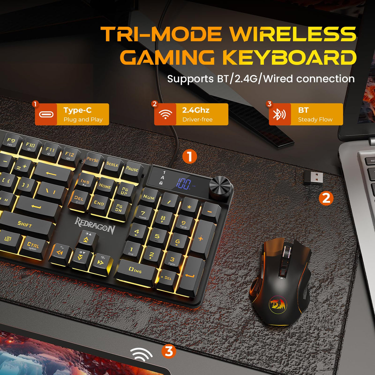 Redragon K521 Gaming Keyboard 104 Keys RGB LED – 7 Colors - Flex Gamingproduct_type