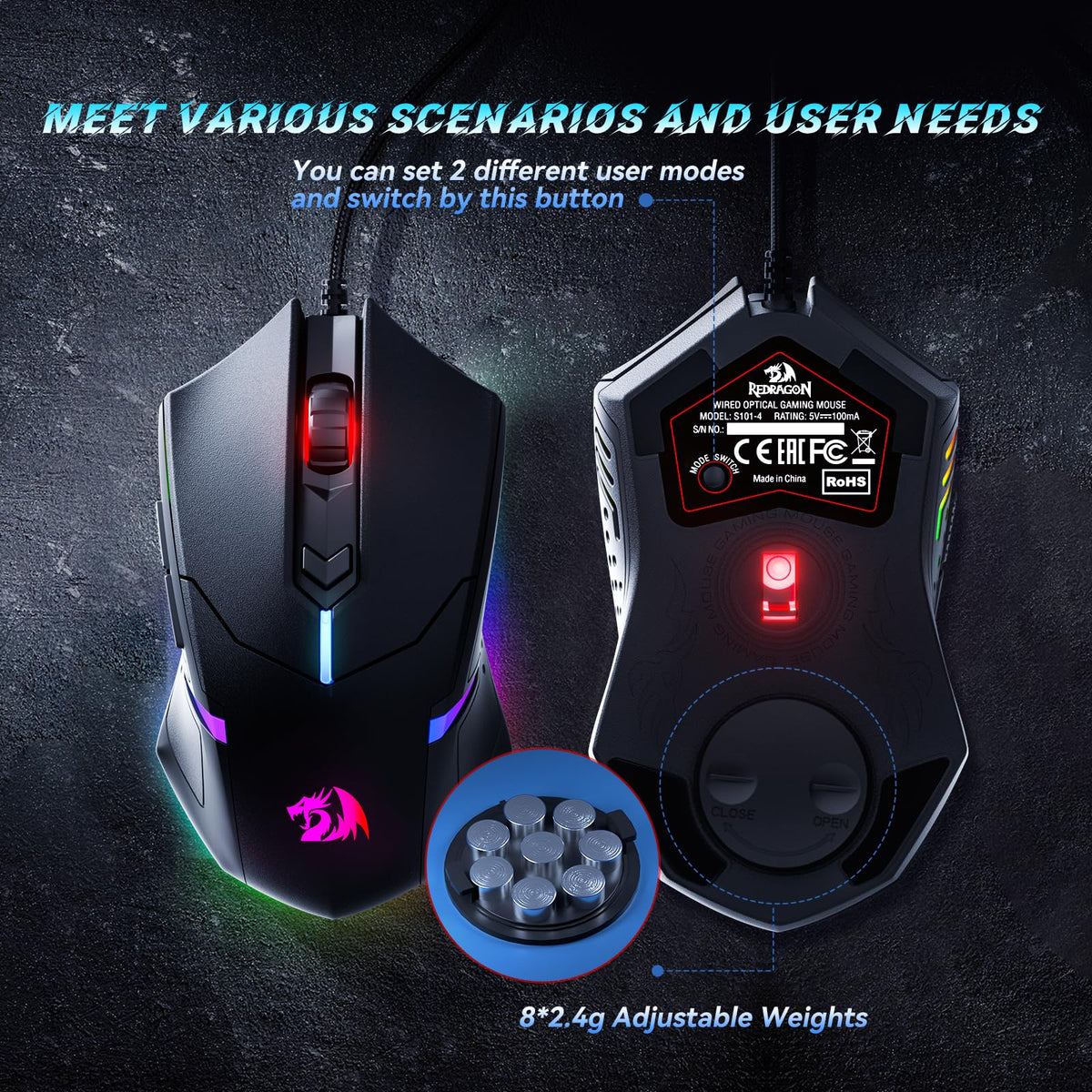 Redragon S101M-KS Wireless Keyboard & Mouse Combo – 3 Colors - Flex Gamingproduct_type