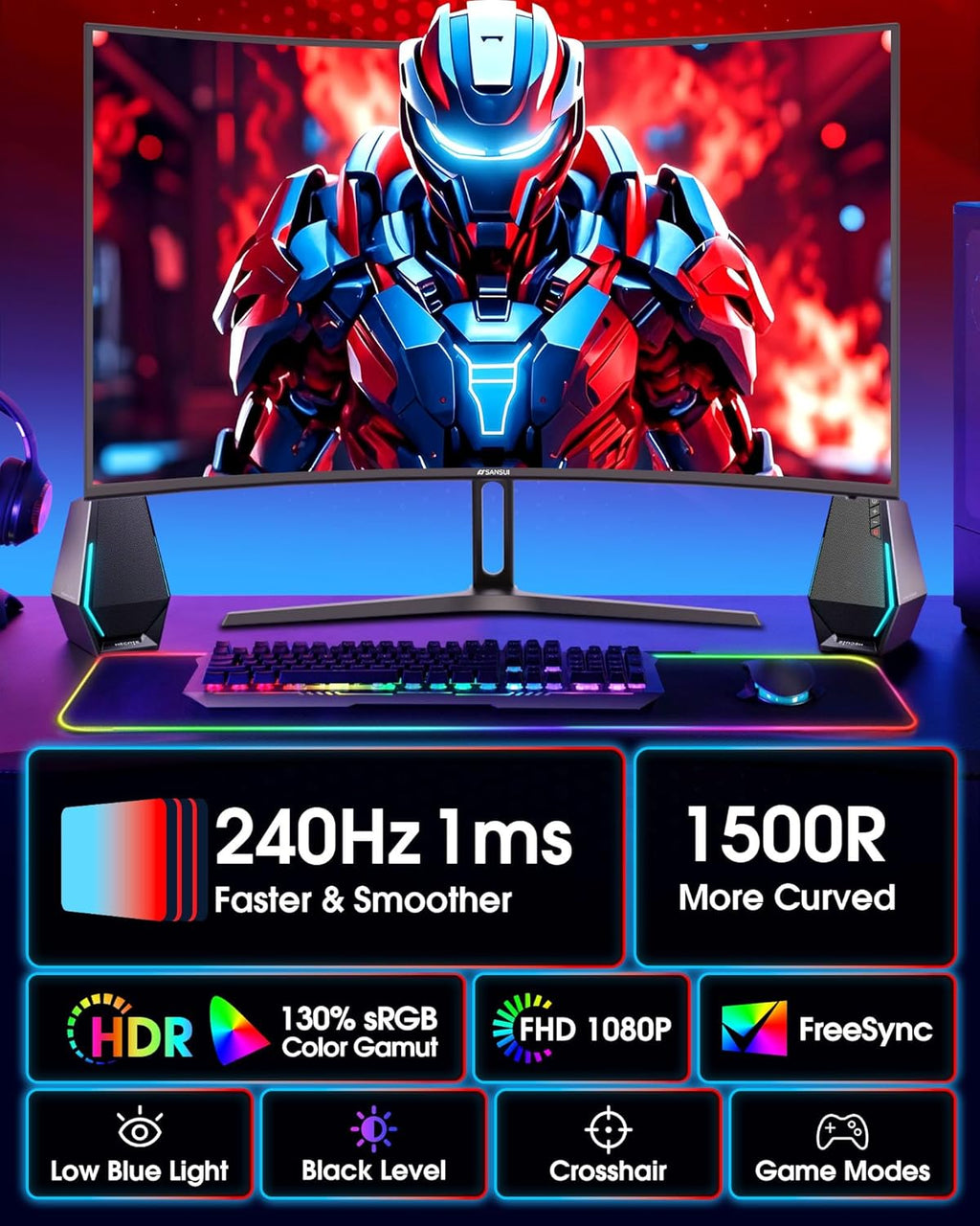 SANSUI Curved Gaming Monitor – 8 Sizes - Flex Gamingproduct_type