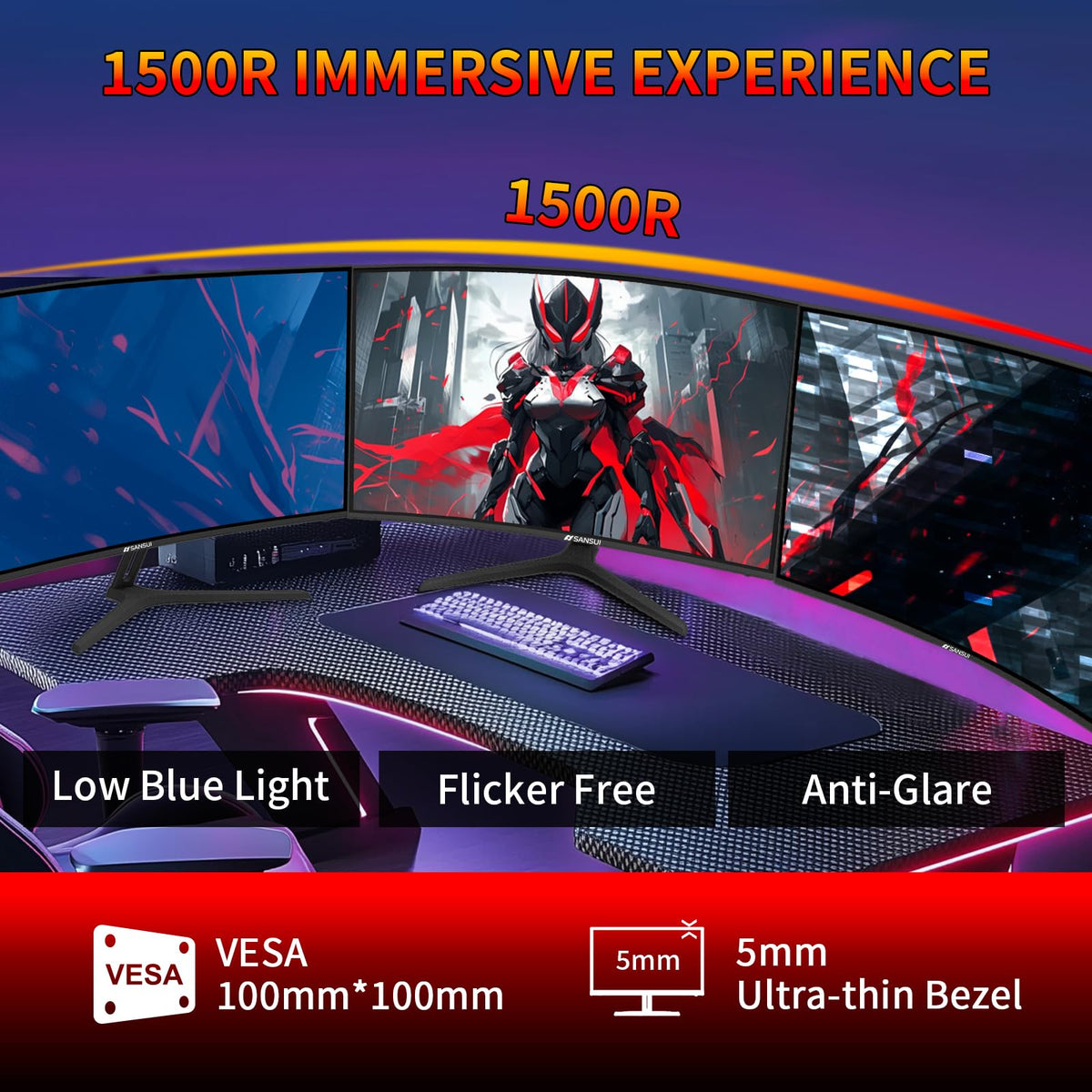 SANSUI Curved Gaming Monitor – 8 Sizes - Flex Gamingproduct_type