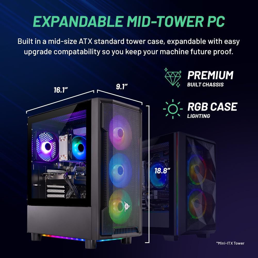 Skytech Gaming Archangel 5 Gaming PC, AMD Ryzen 7 7700 3.8GHz, NVIDIA RTX 5060, 1TB NVMe SSD, 32GB DDR5 RAM 6000, 750W Gold PSU, Wi-Fi, Win 11, Desktop - Flex Gamingproduct_type
