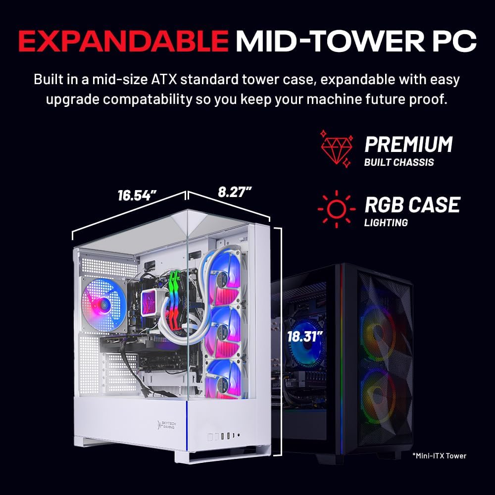 Skytech Gaming Archangel 5 Gaming PC, AMD Ryzen 7 7700 3.8GHz, NVIDIA RTX 5060, 1TB NVMe SSD, 32GB DDR5 RAM 6000, 750W Gold PSU, Wi-Fi, Win 11, Desktop - Flex Gamingproduct_type