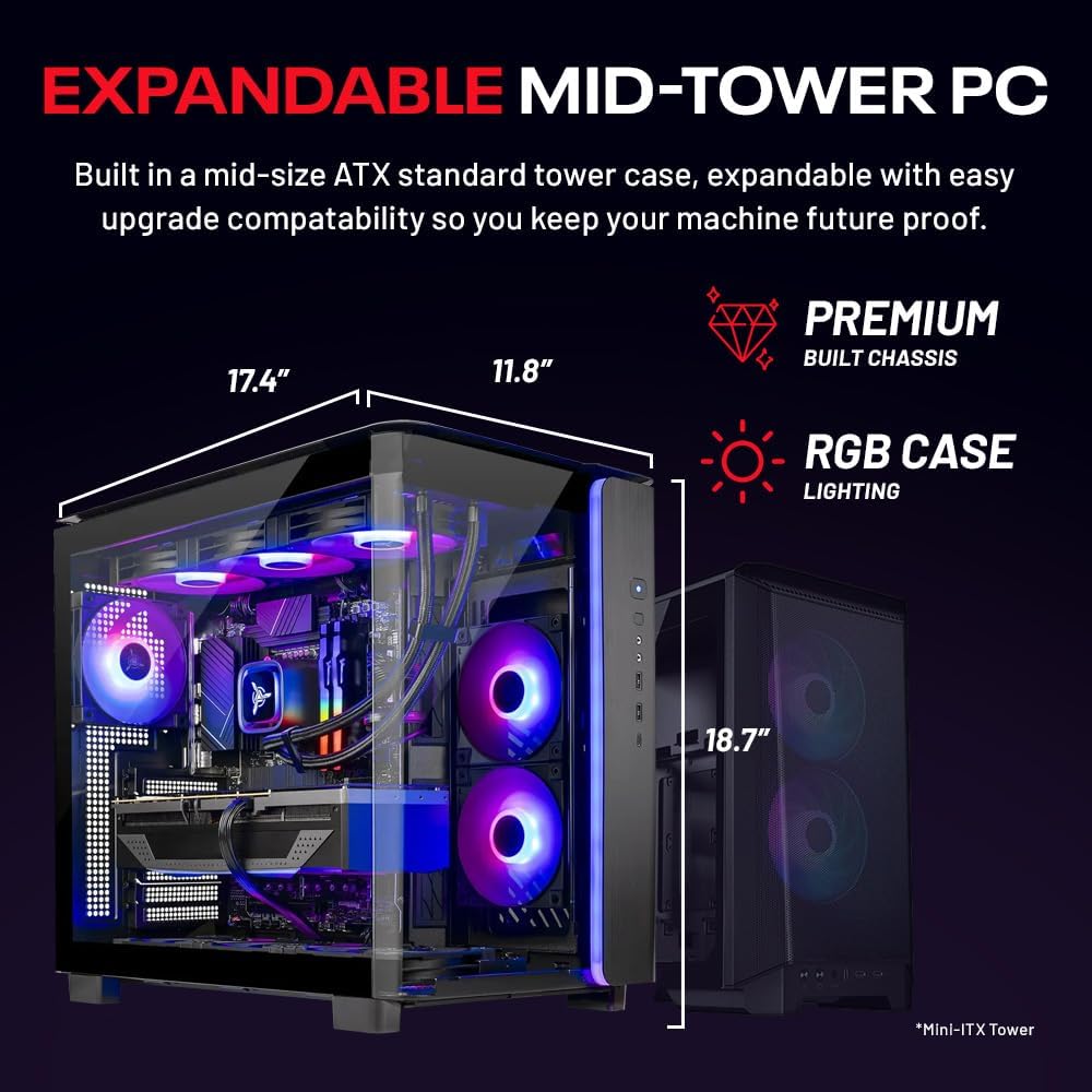 Skytech Gaming King 95 Desktop PC, Ryzen 7 9800X3D 4.7 GHz (5.2 GHz), NVIDIA RTX 5070 Ti 16GB, 2TB Gen4 NVMe SSD, 32GB DDR5 RAM 6000 RGB, 850W Gold PSU, 360mm ARGB AIO, Wi-Fi, Win 11 - Flex Gamingproduct_type