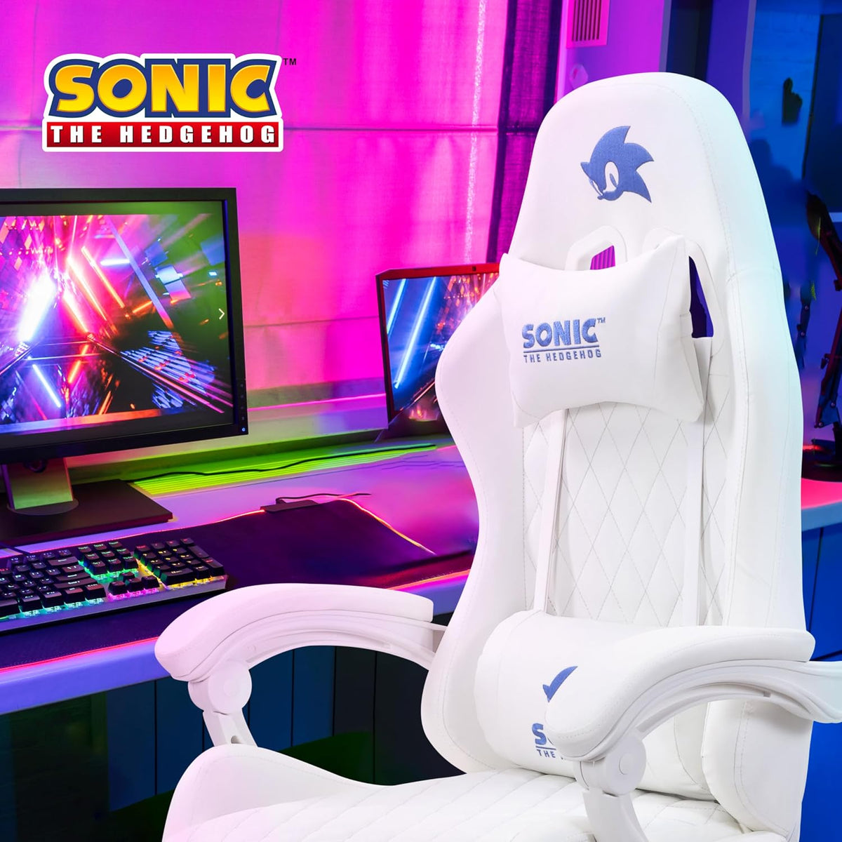 Sonic the Hedgehog Gaming Chair – Ergonomic PU Leather, Reclining - Flex Gamingproduct_type