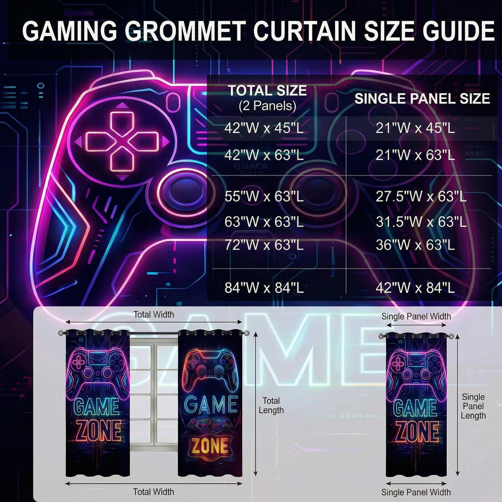 Sordcoz Gaming Blackout Curtains, 2 Panels – 6 Sizes & 6 Designs - Flex Gamingproduct_type