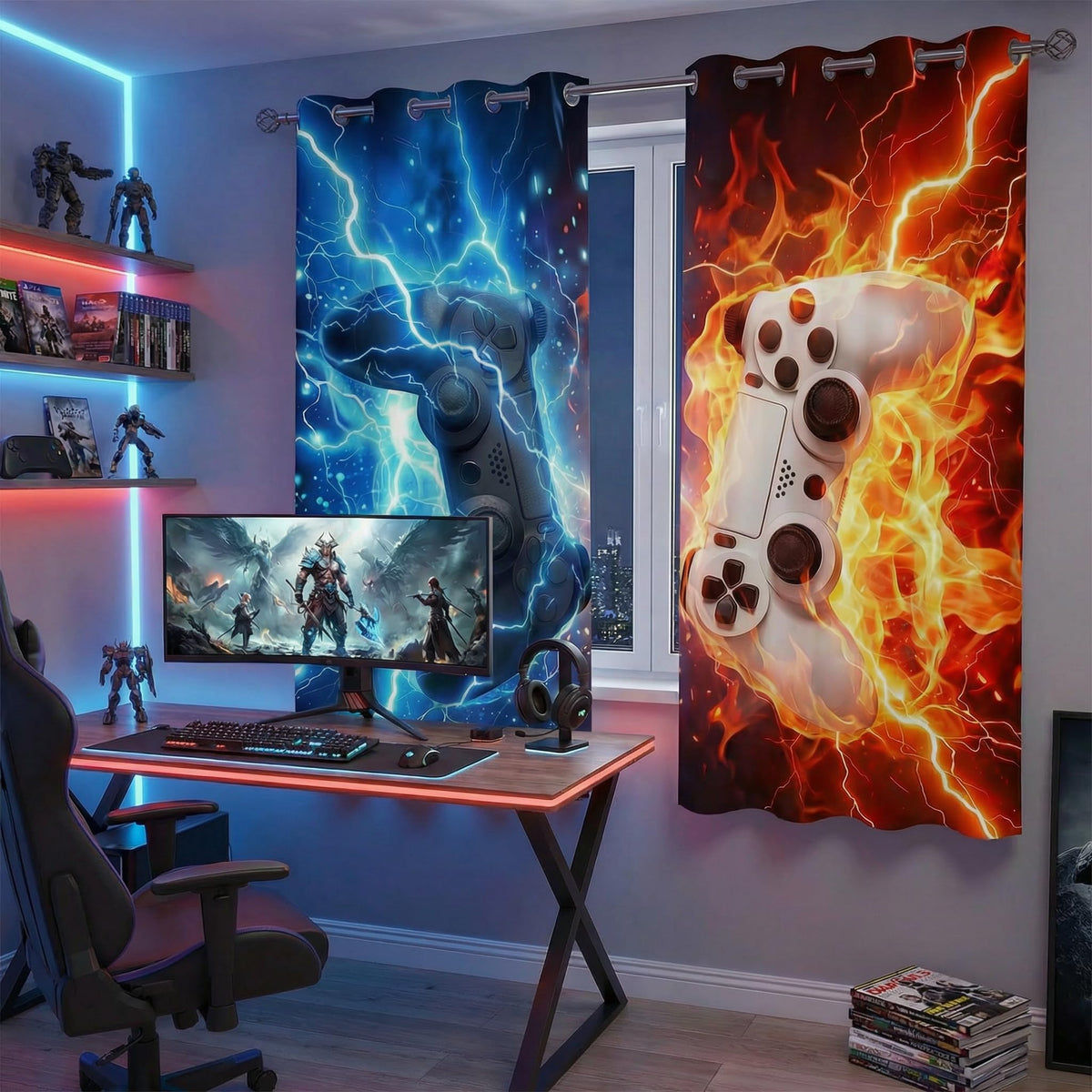 Sordcoz Gaming Blackout Curtains, 2 Panels – 6 Sizes & 6 Designs - Flex Gamingproduct_type