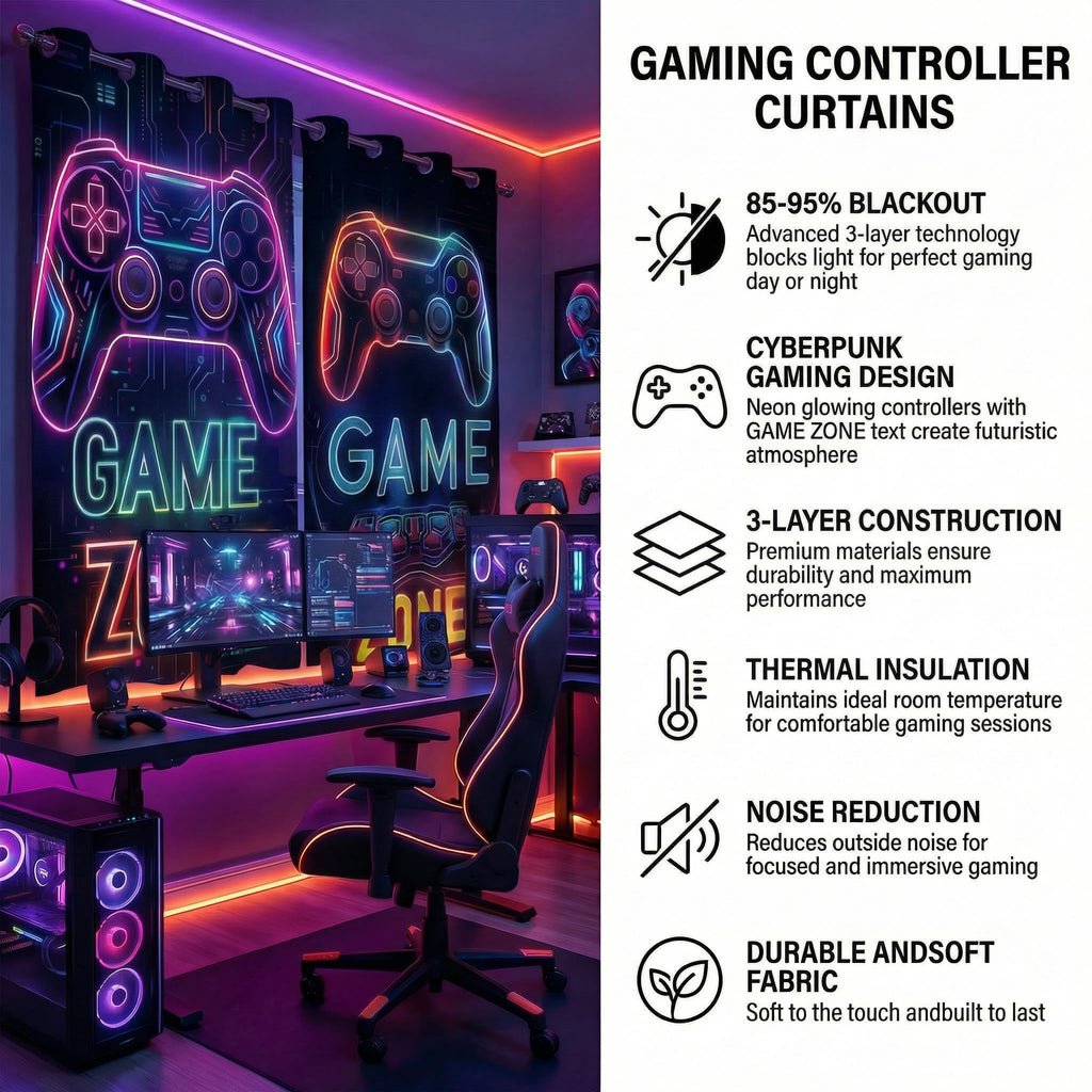 Sordcoz Gaming Blackout Curtains, 2 Panels – 6 Sizes & 6 Designs - Flex Gamingproduct_type
