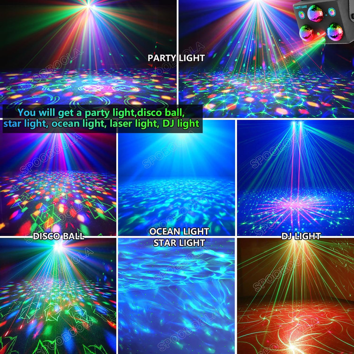 SPOOBOOLA 6-in-1 Party Light Projector – 3 Variants - Flex Gamingproduct_type