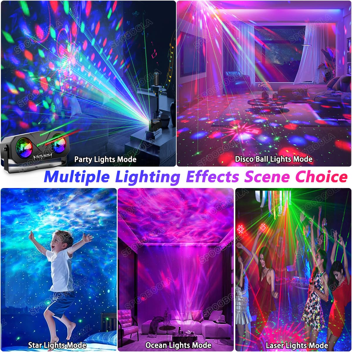 SPOOBOOLA 6-in-1 Party Light Projector – 3 Variants - Flex Gamingproduct_type