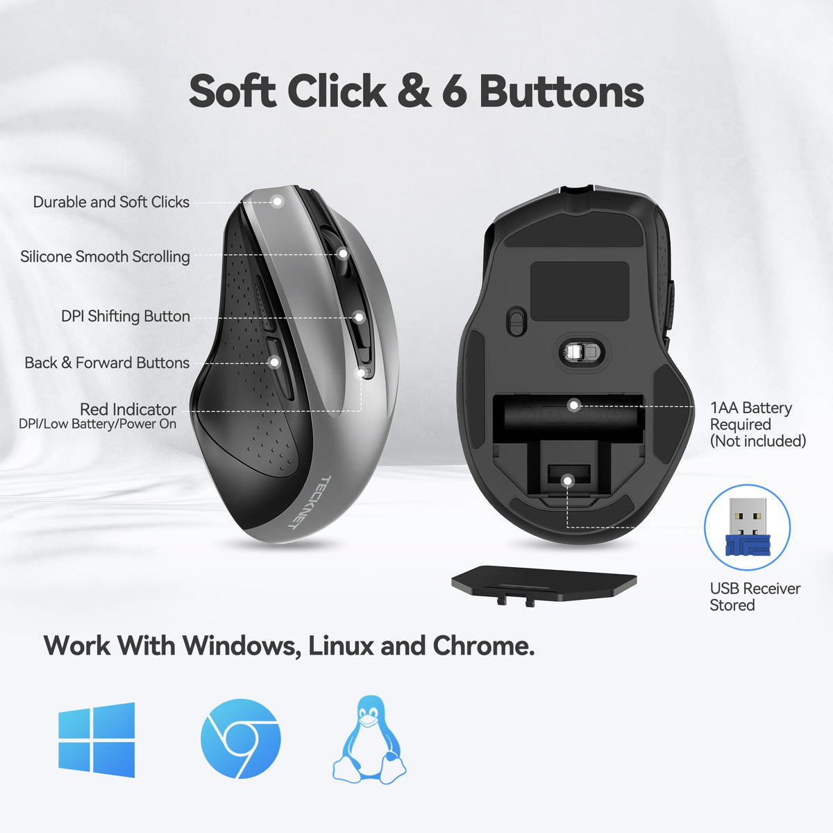 TECKNET Wireless Mouse 2.4G Ergonomic – 14 Colors - Flex Gamingproduct_type