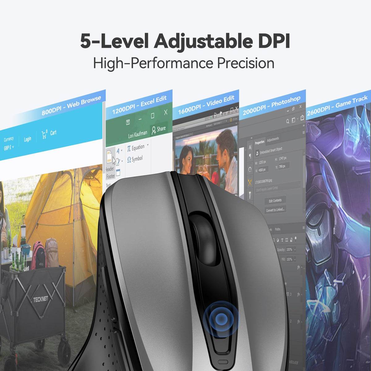 TECKNET Wireless Mouse 2.4G Ergonomic – 14 Colors - Flex Gamingproduct_type