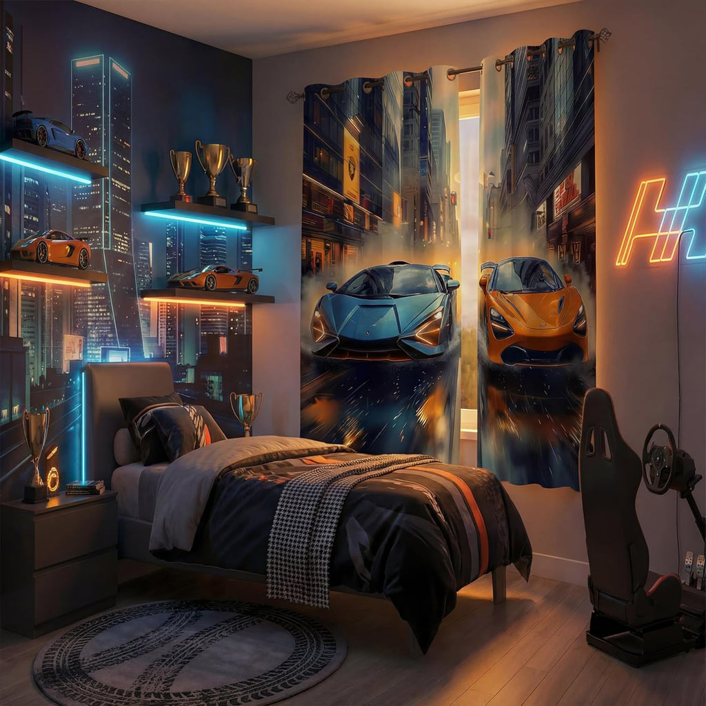 terxgrl Race Car Blackout Curtains – 8 Designs & 6 Sizes - Flex Gamingproduct_type