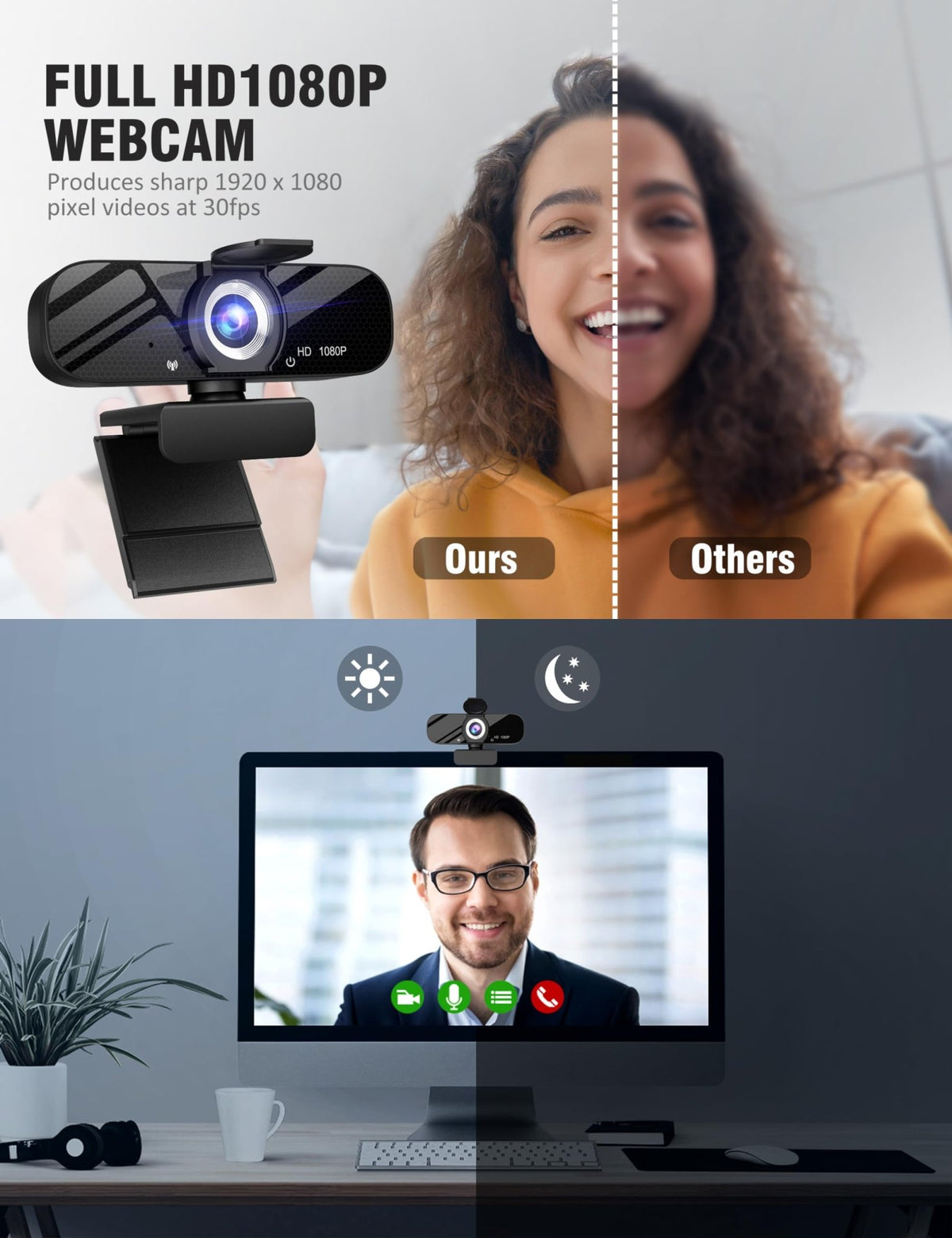 Tewiky Full HD Webcam with Mic & Rotatable Tripod – 4 Styles - Flex Gamingproduct_type
