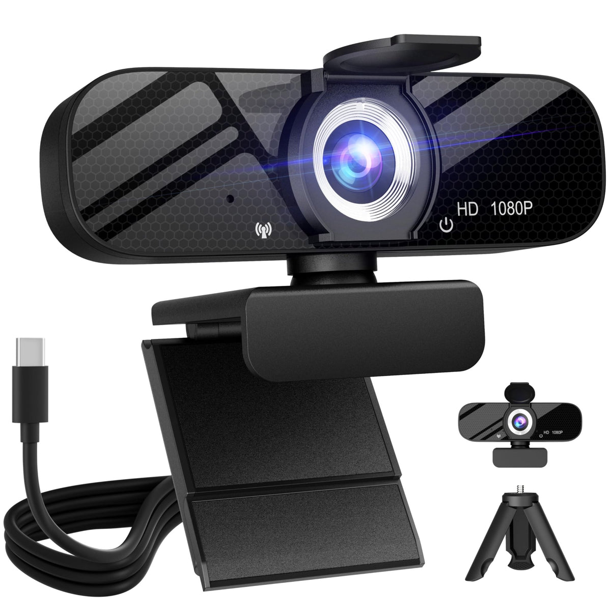 Tewiky Full HD Webcam with Mic & Rotatable Tripod – 4 Styles - Flex Gamingproduct_type