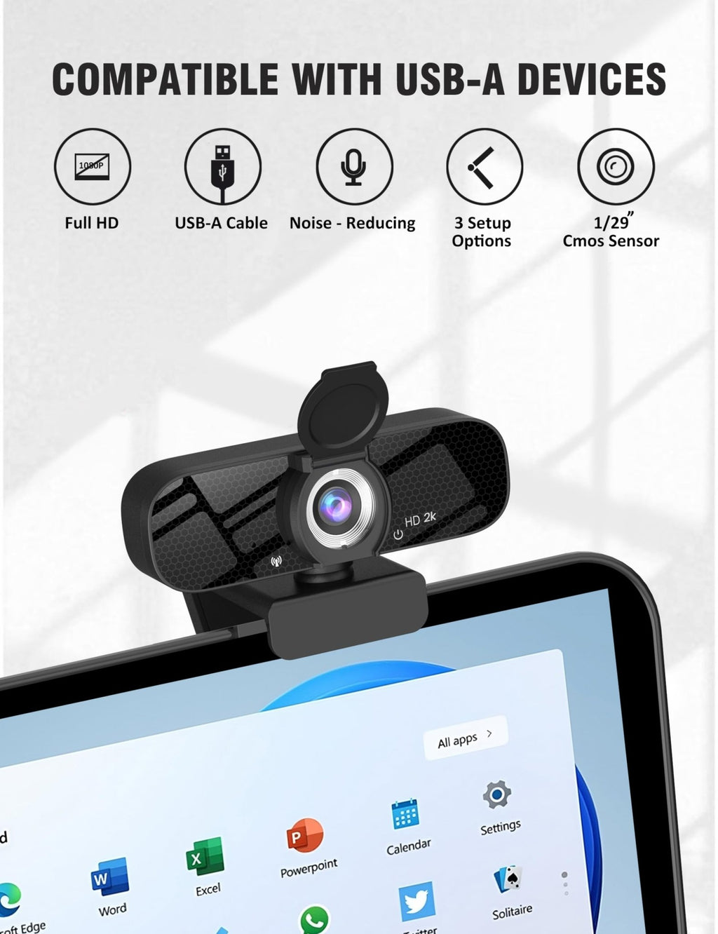 Tewiky Full HD Webcam with Mic & Rotatable Tripod – 4 Styles - Flex Gamingproduct_type