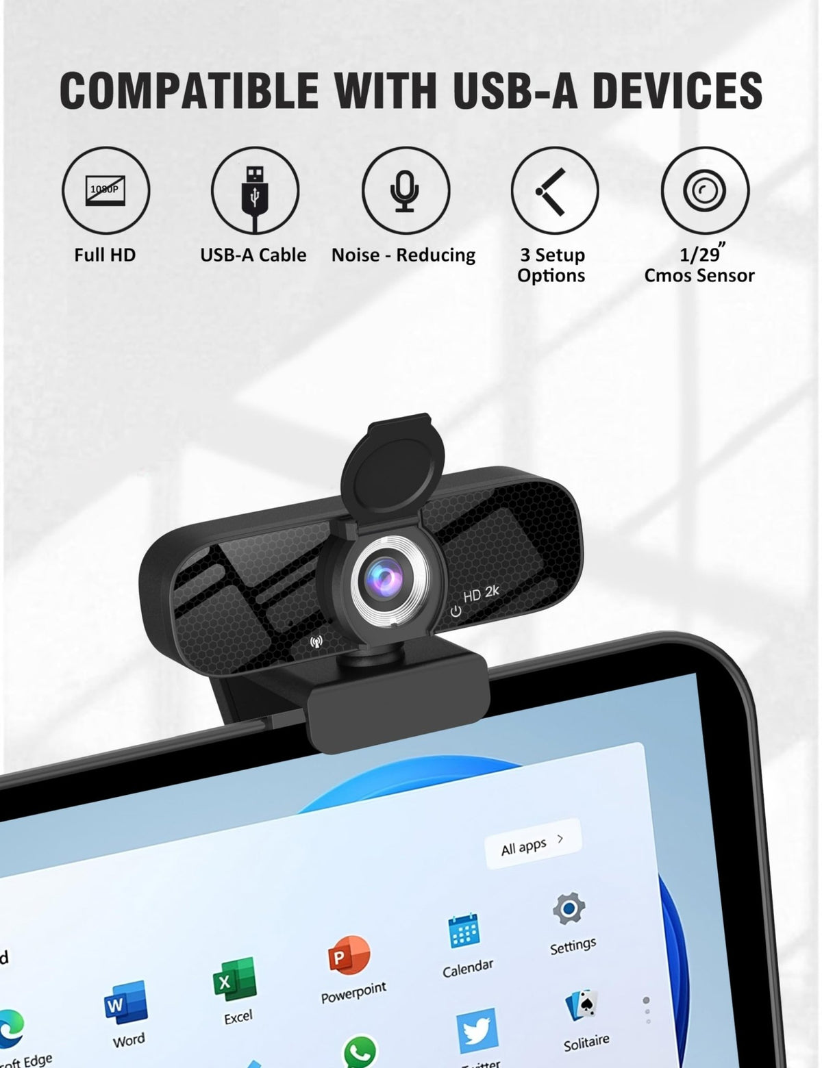 Tewiky Full HD Webcam with Mic & Rotatable Tripod – 4 Styles - Flex Gamingproduct_type