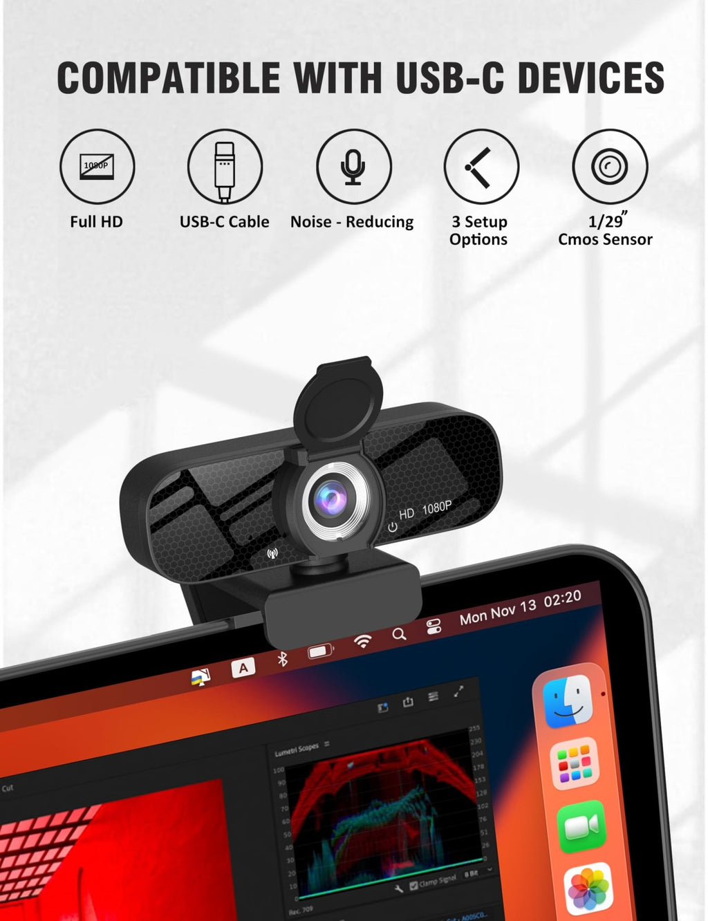 Tewiky Full HD Webcam with Mic & Rotatable Tripod – 4 Styles - Flex Gamingproduct_type