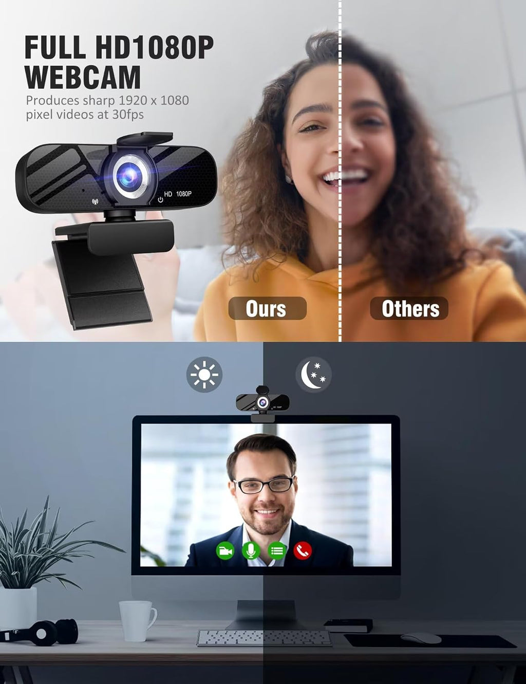 Tewiky Full HD Webcam with Mic & Rotatable Tripod – 4 Styles - Flex Gamingproduct_type