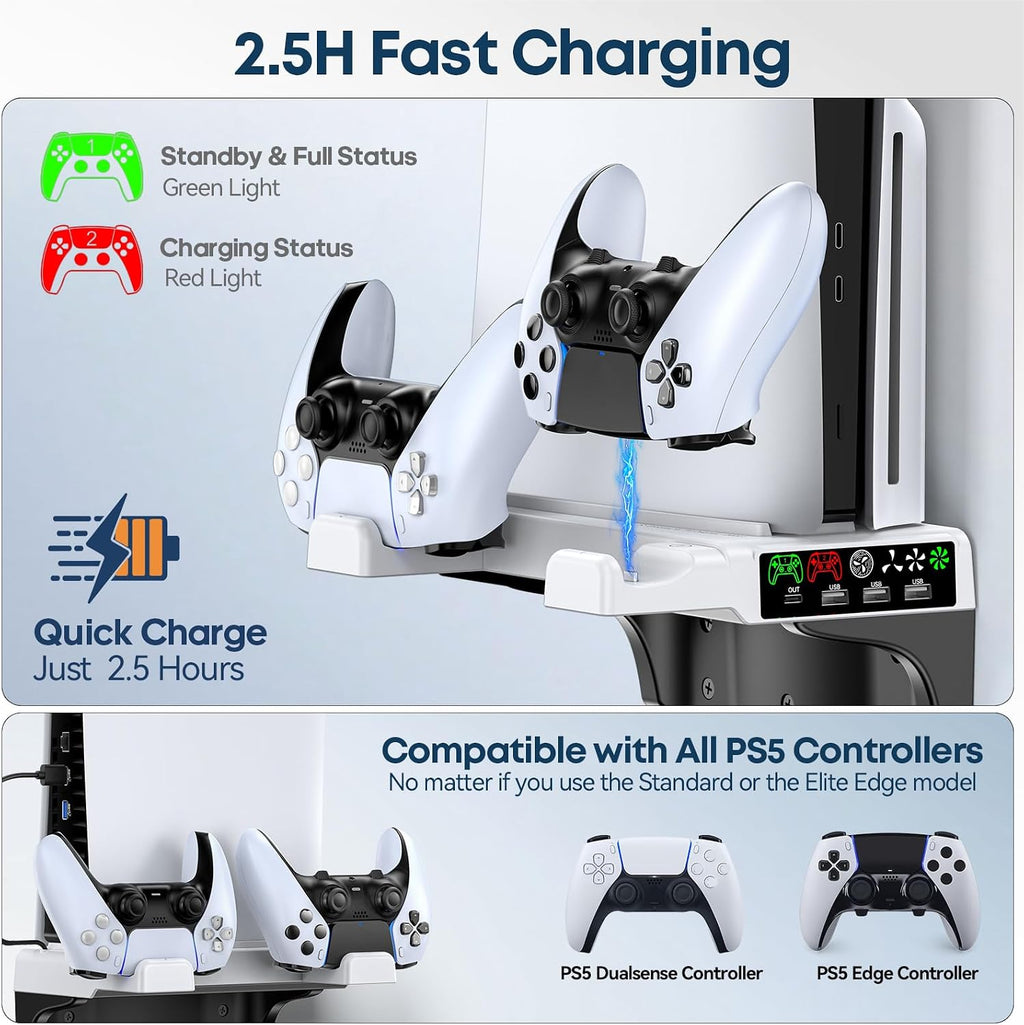 Tokluck PS5 Wall Mount Kit with Cooling Fan & Charging Station – 2 Sizes & 3 Colours - Flex Gamingproduct_type