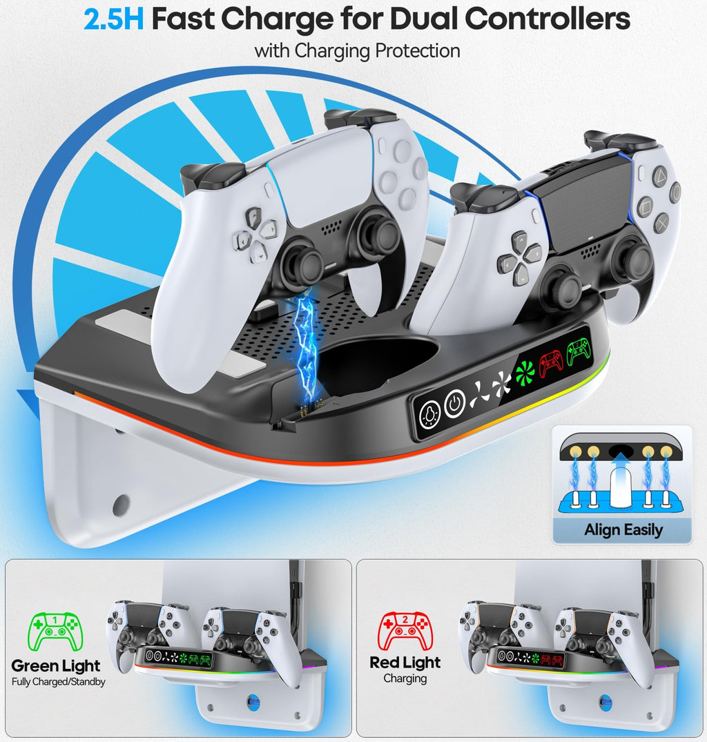 Tokluck PS5 Wall Mount Kit with Cooling Fan & Charging Station – 2 Sizes & 3 Colours - Flex Gamingproduct_type