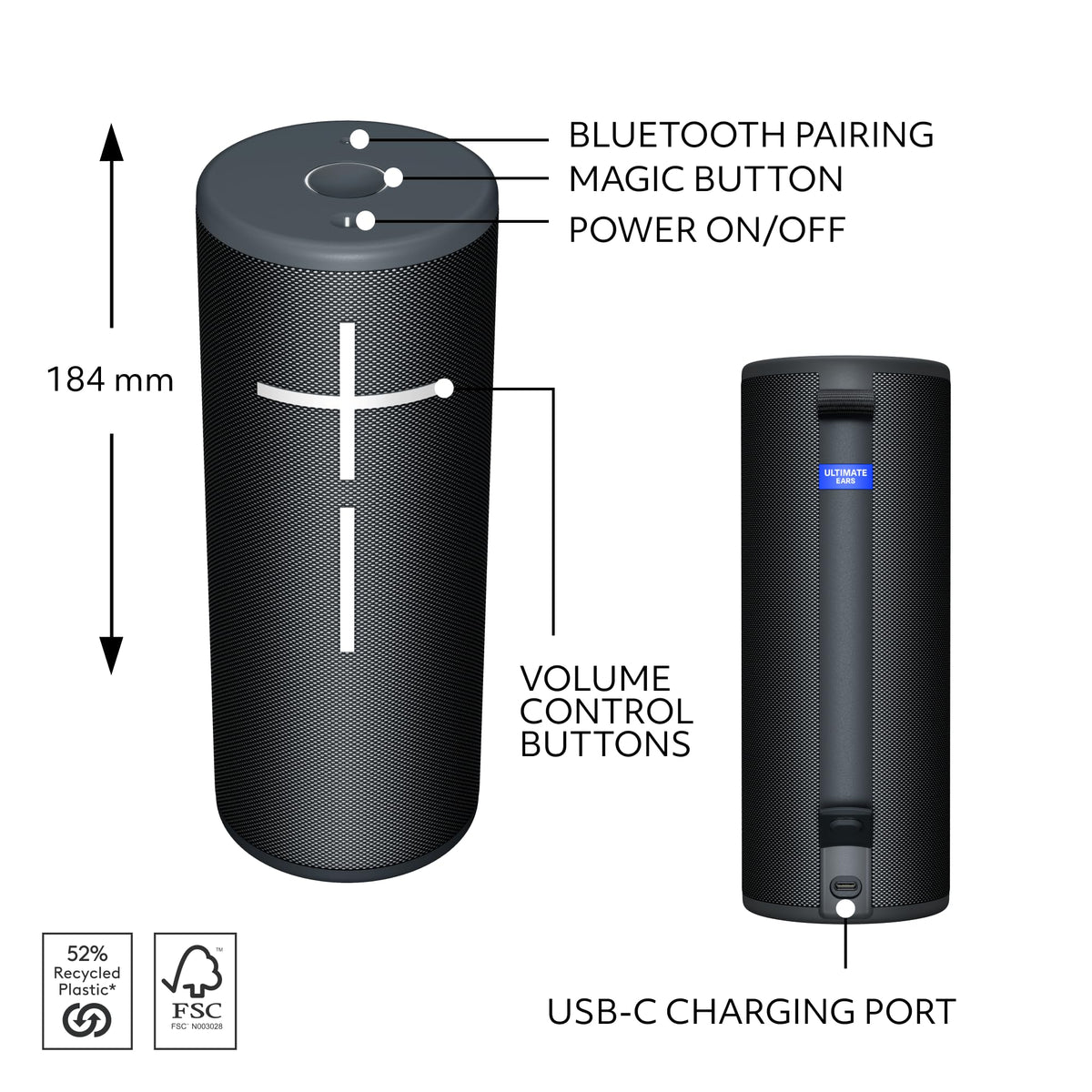Ultimate Ears Boom 4 Portable Bluetooth Speaker, Waterproof - Blue | Balanced 360-degree sound, clear audio, deep bass, floating design, 15-hour battery life, 147ft (45m) wireless range - Flex Gamingproduct_type