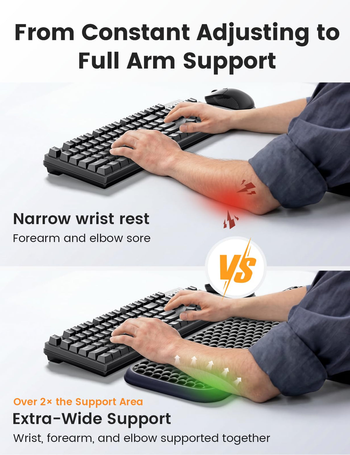 Vaydeer Memory Foam Wrist Rest Set – 3 Sizes & 10 Colors - Flex Gamingproduct_type