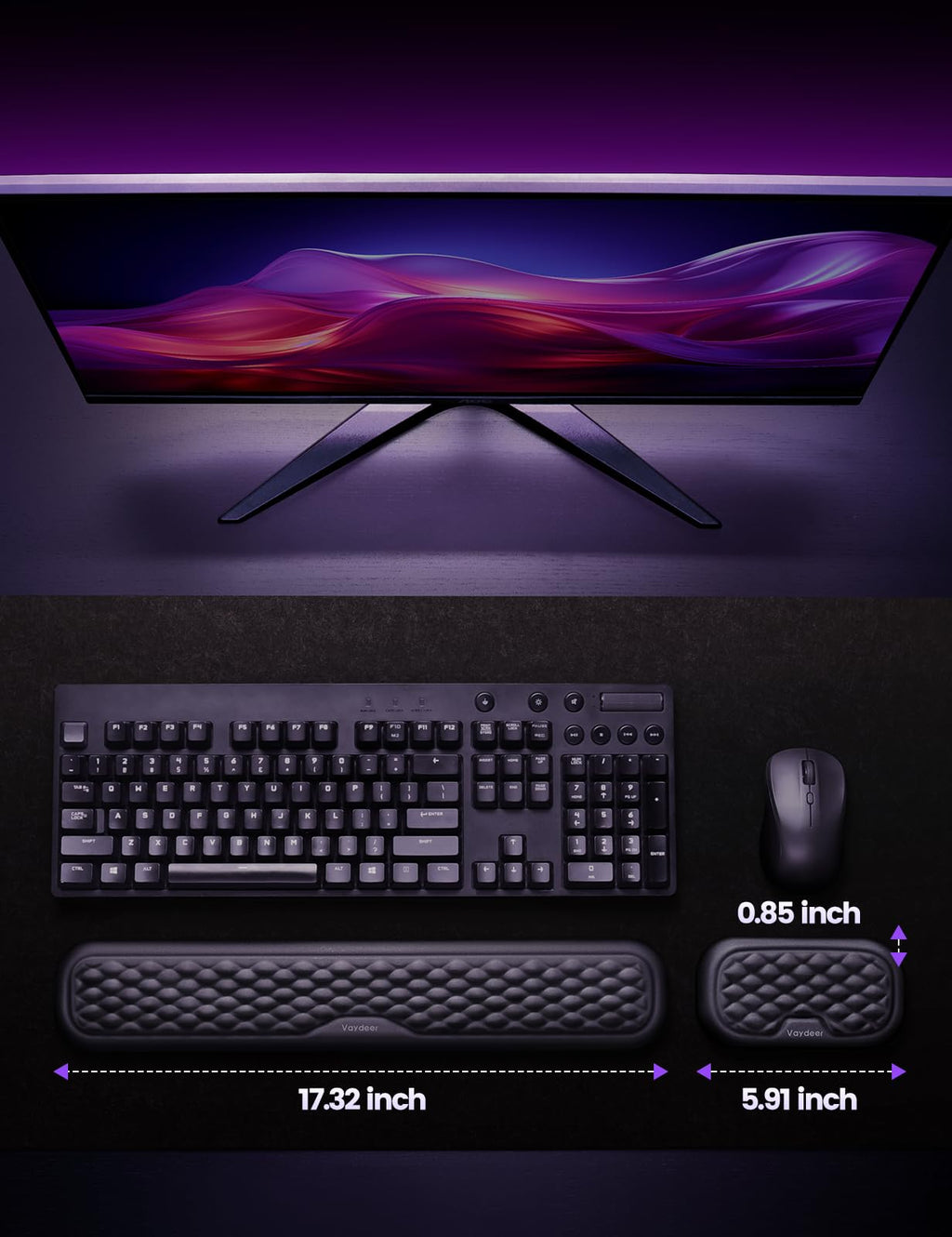 Vaydeer Memory Foam Wrist Rest Set – 3 Sizes & 10 Colors - Flex Gamingproduct_type