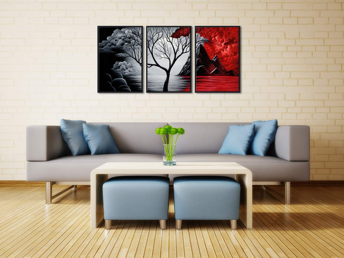 Wieco Art Cloud Tree Abstract 3-Panel Canvas Wall Art Set - Flex Gamingproduct_type