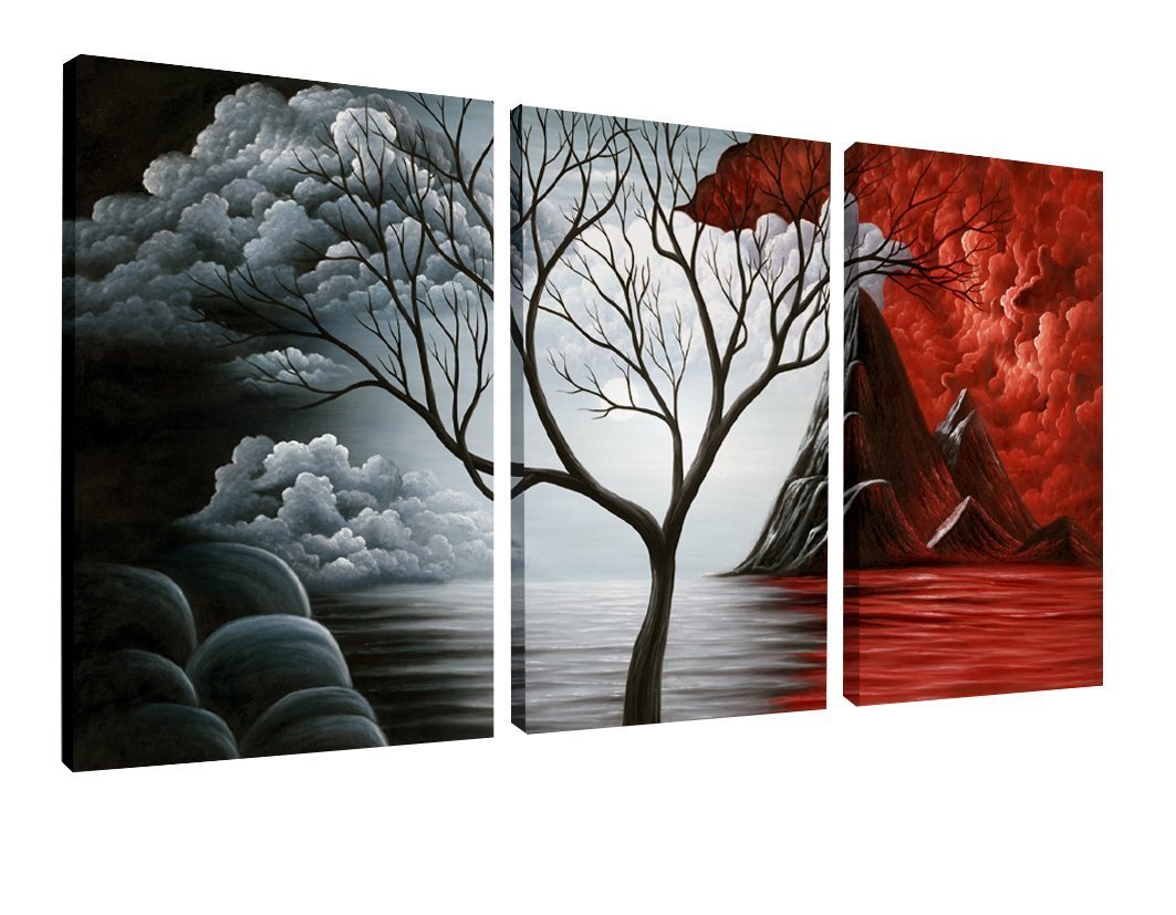 Wieco Art Cloud Tree Abstract 3-Panel Canvas Wall Art Set - Flex Gamingproduct_type